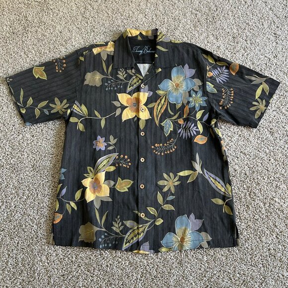 Tommy Bahama Mens Size L Silk Hawaiian Floral Print Button Down Shirt - Picture 7 of 7